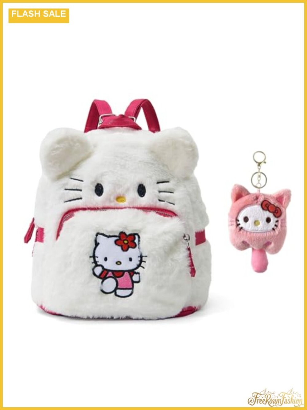 Cute Plush Backpack Mini Cartoon Double Strap Shoulder Bag Soft Fluffy Casual